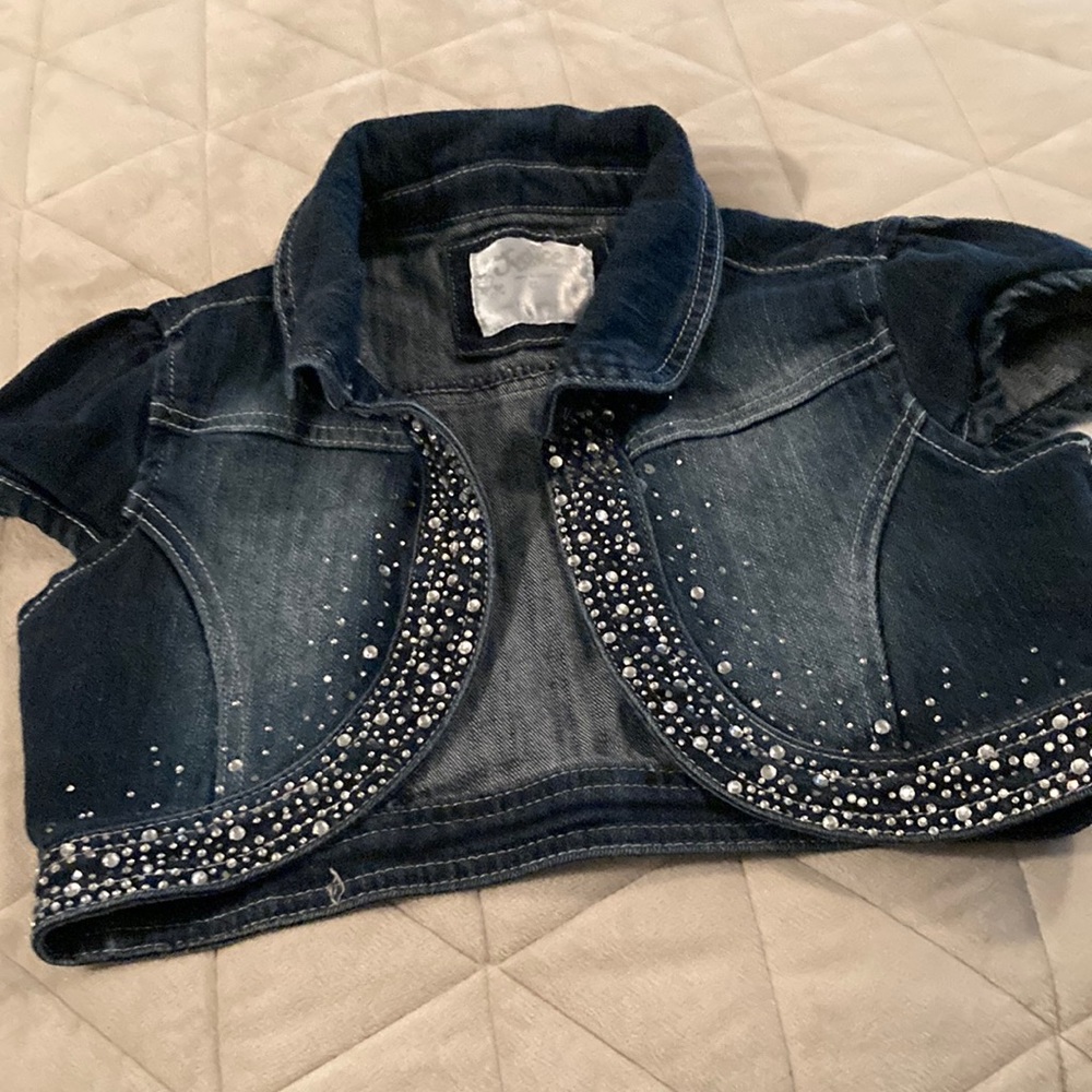 Justice cropped denim jacket